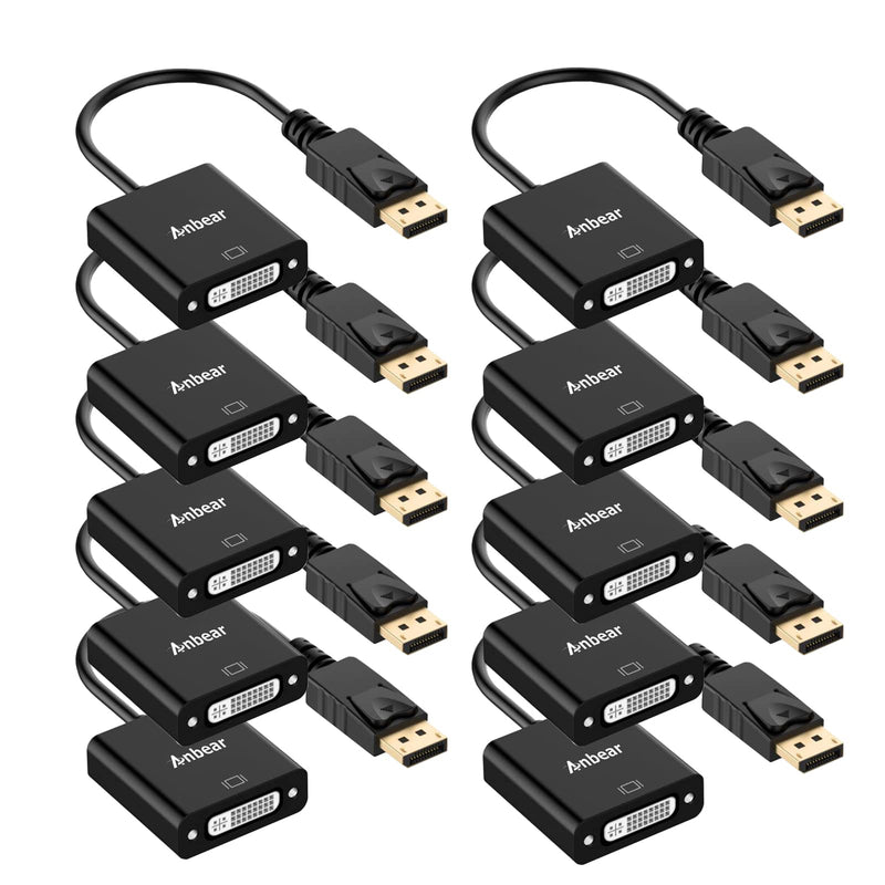 DisplayPort to DVI Adapter 10PACK, Display Port to DVI-D Adapter (Male to Female) Compatible with Computer,Desktop,Laptop,PC 10 Pack