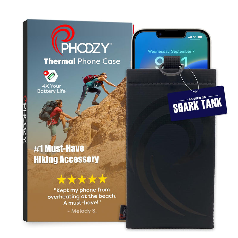 PHOOZY Apollo II Thermal Phone Case with NASA-Derived Technology - Extends Battery Life 4X in Hot or Cold Weather - Military Grade 8-Foot Drop Protection Insulated Pouch - Large Black Apollo II Blackout