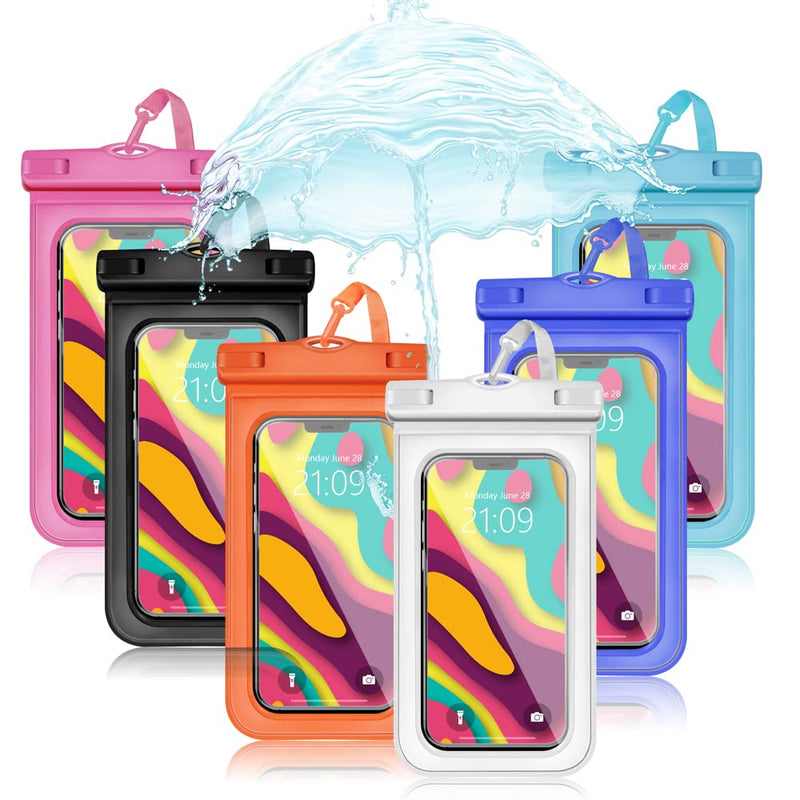 6 pcs Waterproof Phone Pouch Universal Phone Waterproof Case Compatible for iPhone 11 13 12 Max Pro XS Samsung Galaxy s22 s10 Up to 6.9", IPX8 Plastic Cell Phone Dry Bags multi color 1