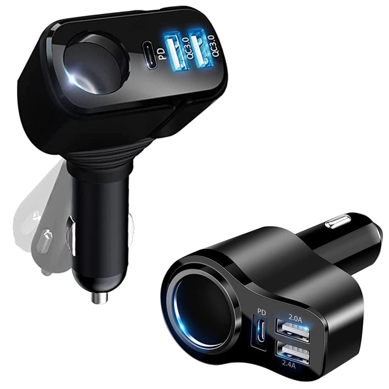 IDOLCO 176W [PD3.0& DualQC3.0] USB C Car Charger & 4 in 1 36W Car Charger Multi USB Cigarette Lighter Adapter