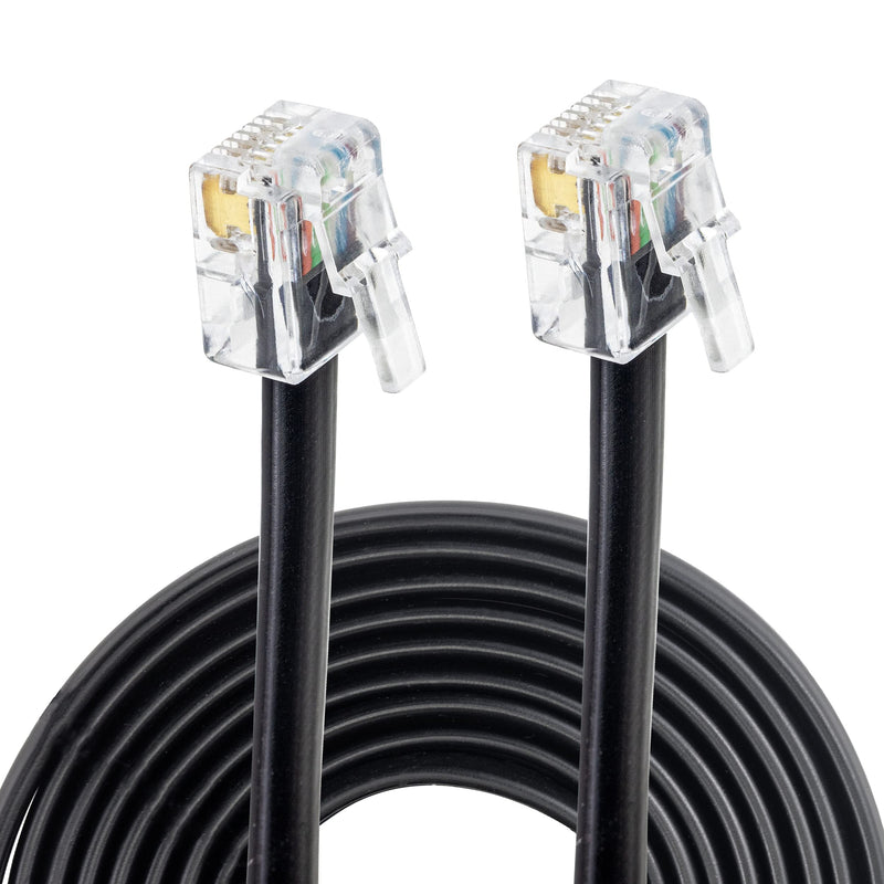 Volcora 5 Feet RJ11 / RJ12 Data Cable - Heavy Duty 6-Pins High-Speed Extension for Cash Register Drawer, Telephone, Modem, Fax, Printers, and More - Drawer Cable for Voice and Data 1 5 ft