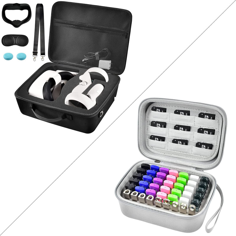 Comecase Hard Carrying Case for Oculus Quest 2 All-in-One VR Gaming Headset with USB Flash Drive Case Grey - 2 Pack