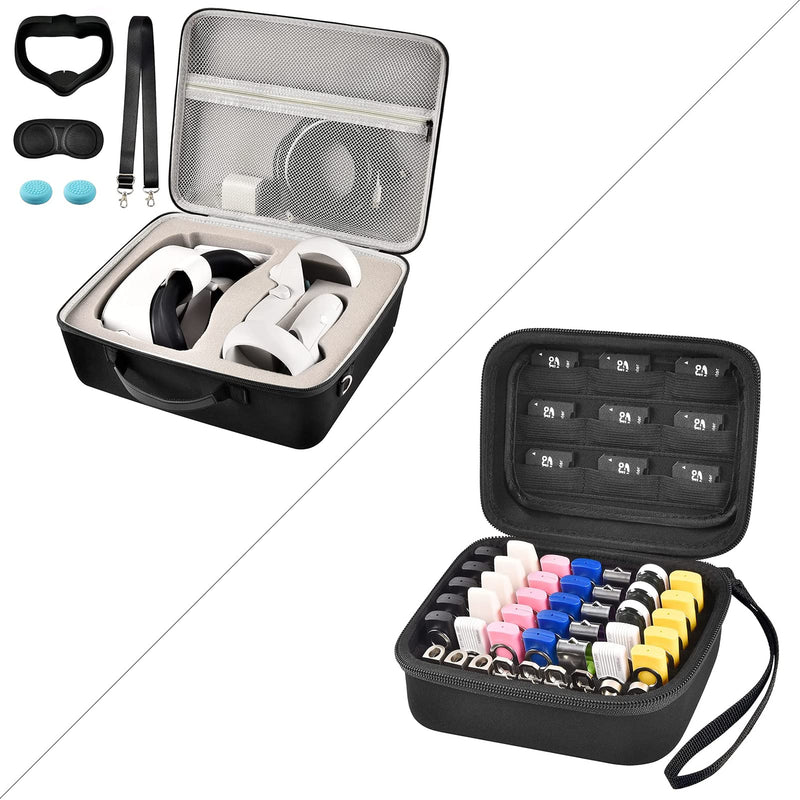 Hard Carrying Case for Oculus Quest 2 All-in-One VR Gaming Headset with USB Flash Drive Case Black - 2 Pack