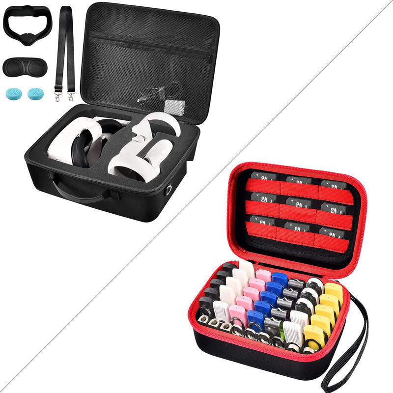 Comecase Hard Carrying Case for Oculus Quest 2 All-in-One VR Gaming Headset with USB Flash Drive Case Red - 2 Pack