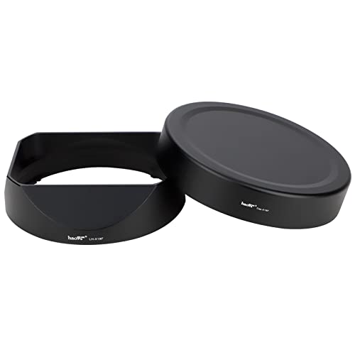 Haoge Lens Hood Metal Square Bayonet for Fujifilm Fuji Fujinon XF 18mm F1.4 R LM WR Lens with Metal Front Cap Kit, Replaces Fuji xf18mmf/1.4 Lens Hood LH-XF18 on Camera X-T4 X-S10 X-T30 XE4