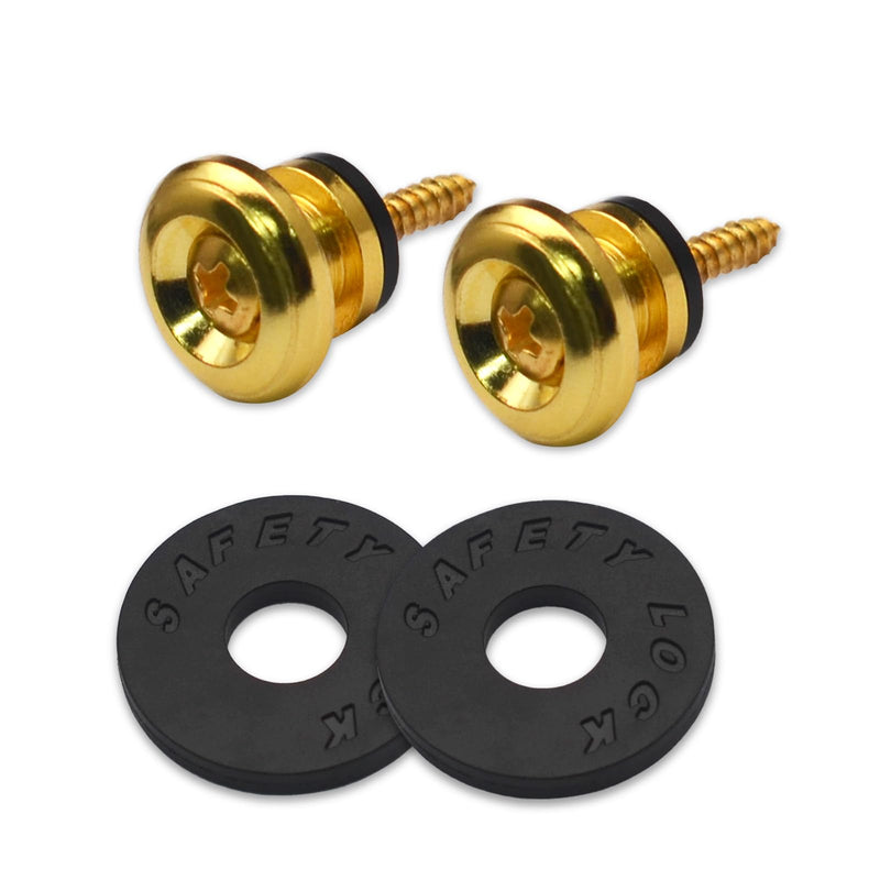2PCS Mushroom Style Guitar Ukulele Bass Strap Lock Lock Metal Music Parts (Gold) Gold