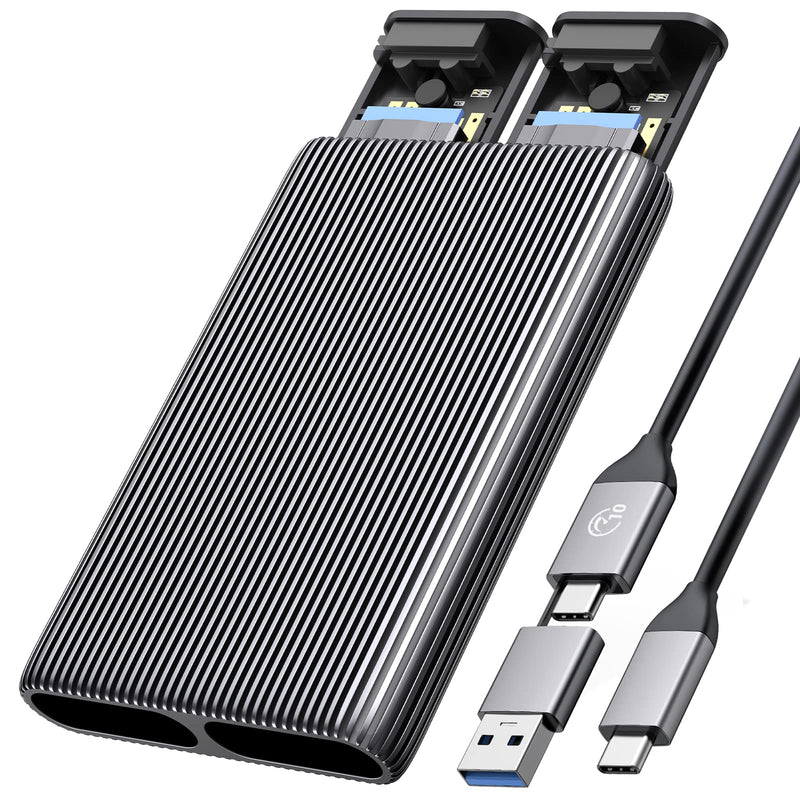 ORICO Dual M.2 NVMe SSD Aluminum USB3.2 Gen2 10Gbps, M.2 Type-C Docking Station for PCIe M-Key, B&M Key 2230/2242/2260/2280 SSD, Tool-Free, Up to 4TB Grey Dual M.2 NVMe+NVMe