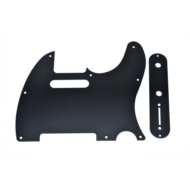 [AUSTRALIA] - KAISH Metal Aluminum Anodized Tele Pickguard with Metal Control Plate and Screws for American/Mexican Telecaster Black 