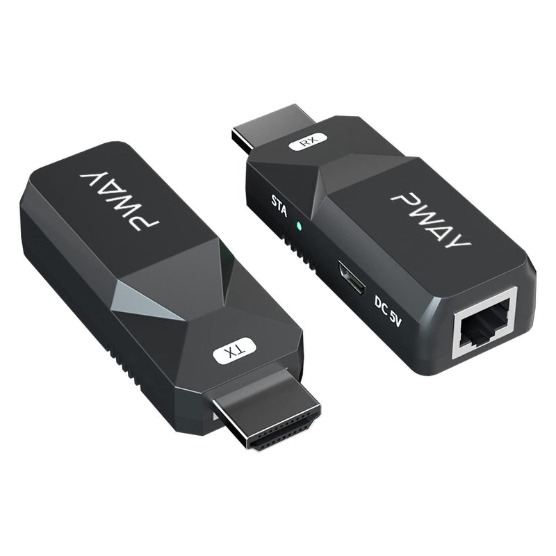 PWAY HDMI Extender 165ft Audio Video 1080P Over Cat5 Cat6 Ethernet Cable Transmit Lossless Signal HDMI Long Distance Extension Adapter 1080P 165ft