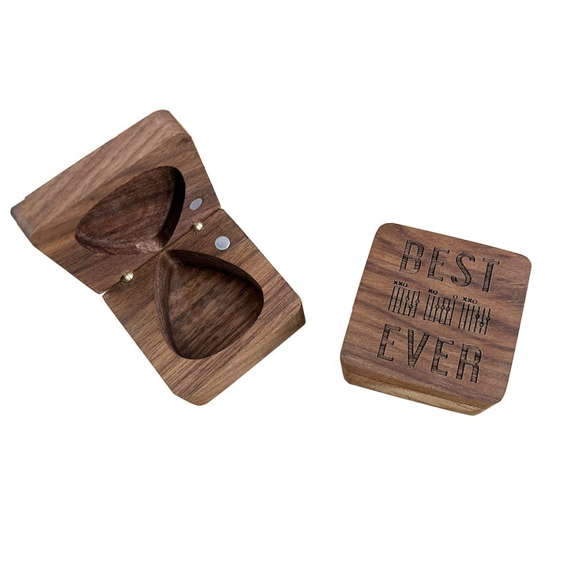 Best Dad Ever, Dad Guitar Chords Walnut Guitar Pick Storage Box, Father Gift from Daughter or Son, Guitar Dad Christmas Gift, 1 Pack