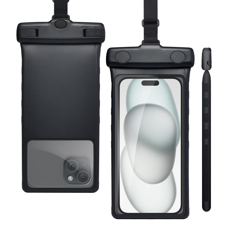 wellhouse Waterproof Phone Pouch Case, 3D Stereoscopic 7" Waterproof Cell Phone Dry Bag for iPhone 14 13 12 11 XS XR X Pro Max Plus Mini, S22 S21 Ultra, IPX8 Underwater Phone Protector, Earl Black 1 Pack - Earl Black7.0"
