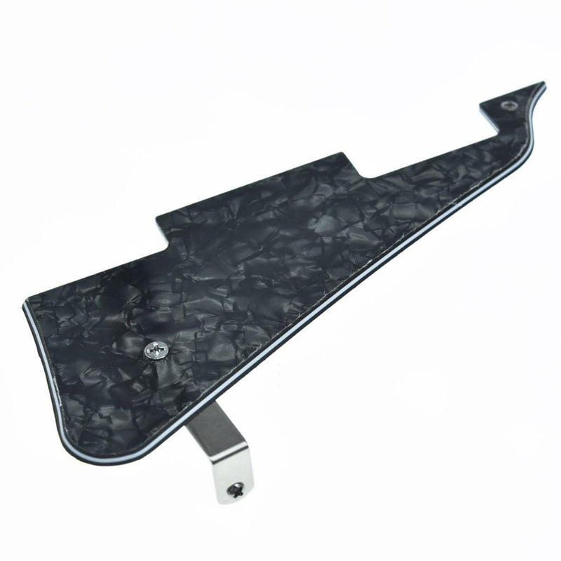 KAISH Black Pearl LP Guitar Pickguard with Chrome Stainless Steel Bracket and Steel Mounting Screws for USA Les Paul Chrome Bracket