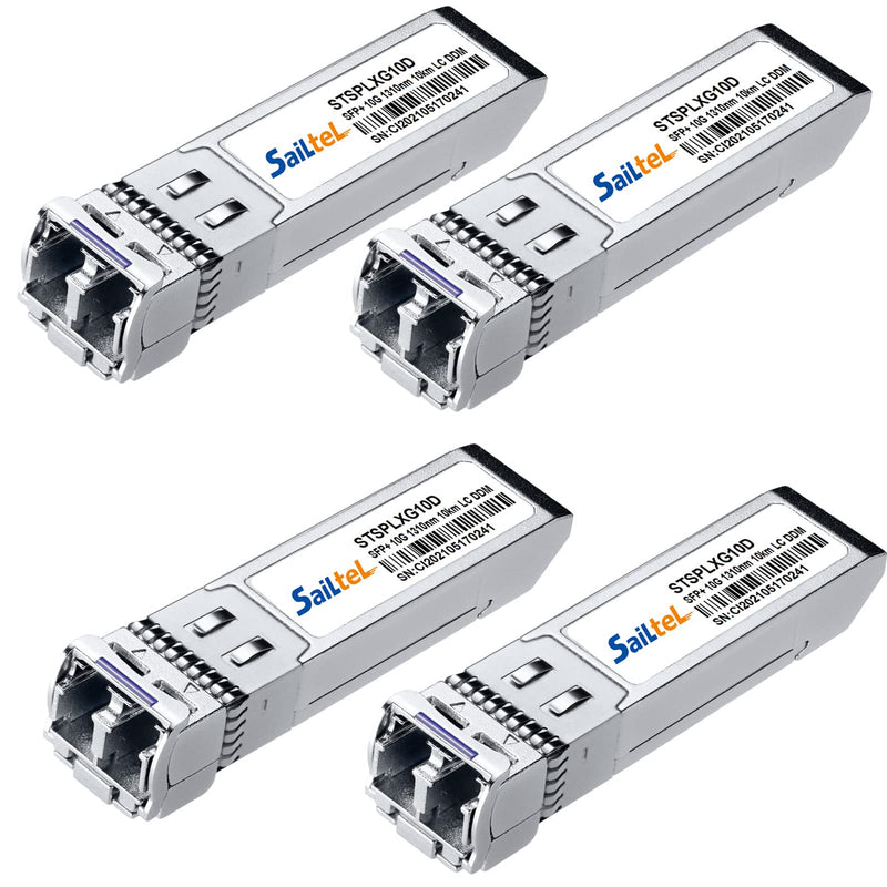 10G Gigabit Single Mode SFP+ LC Module,10G 1310nm SMF, up to 10 km, DDM,10GBase-LR Fiber Transceiver, Compatible with Cisco, Ubiquiti, Mikrotik,Netgear, Dlink,Linksys and More (4 Pack)