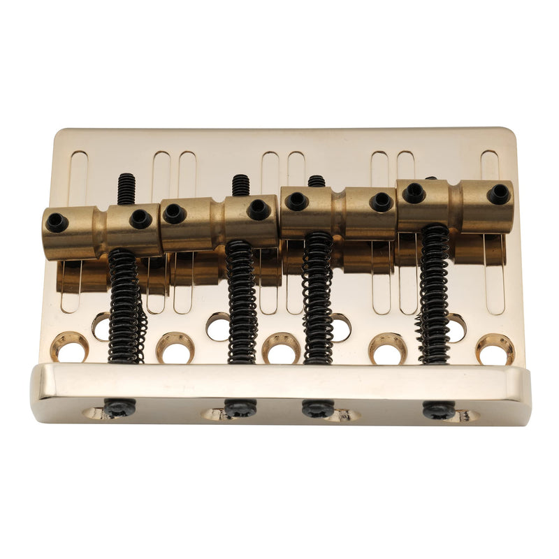 [AUSTRALIA] - Musiclily Pro 19mm 4-String Bass Hardtail Bridge with Brass Saddles and Steel Plate, Gold 