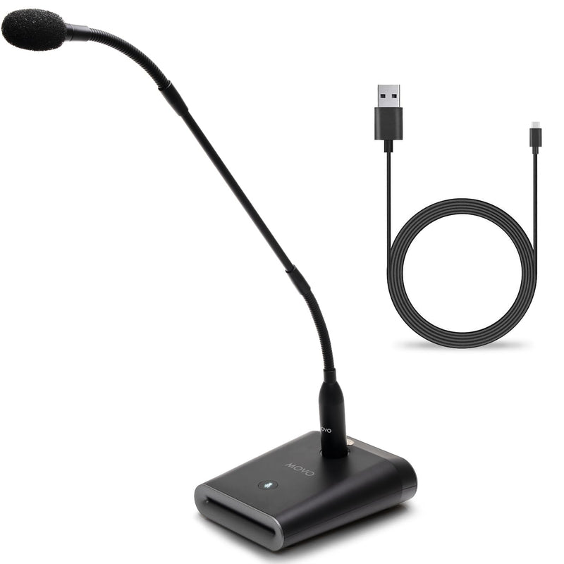Movo GM-5 Professional 18-inch Gooseneck Microphone with USB Interface Stand, One-Touch Mute- Podium Microphone with Stand for Conferencing, Live Events, Streaming - USB Computer Mic for Mac, PC Standard