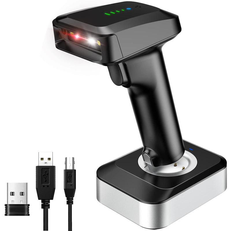 [AUSTRALIA] - Alacrity 2D QR Wireless Barcode Scanner with Charging Base and Battery Level Indicator Bluetooth & 2.4GHz Wireless & USB Wired 3 in 1 Connection Handsfree Auto-Sense Barcode Reader Scanner 