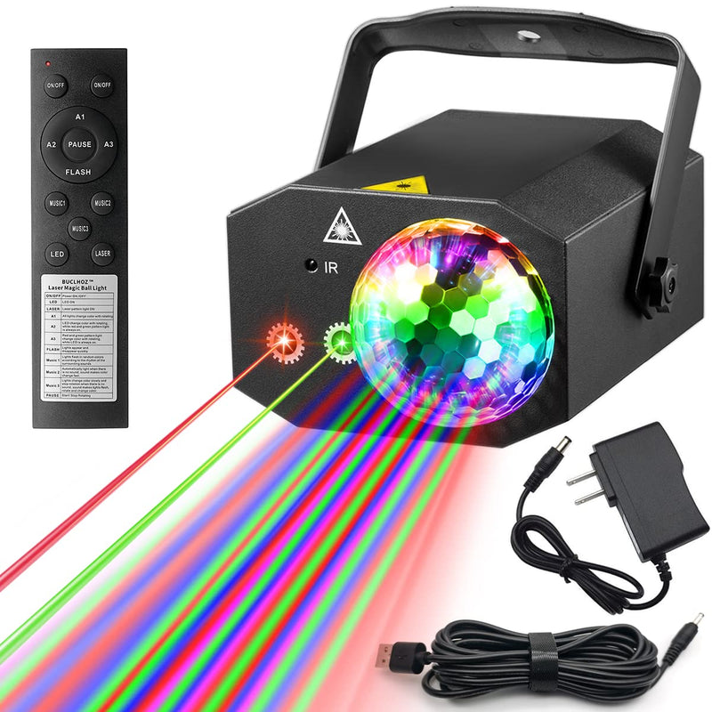 Party Lights Dj Disco Ball Light with Pattern Projection and Sound Activated, Buclhoz RGB Colored Strobe Stage Lighting for Parties Indoor Dance Birthday Rave Bar Karaoke Christmas Wedding Show Club Black