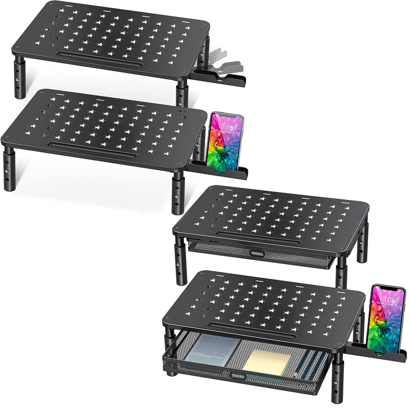Zimilar 2 Pack Monitor Stand Riser+2 Pack Monitor Stand Riser with Metal Drawer and Phone Holder