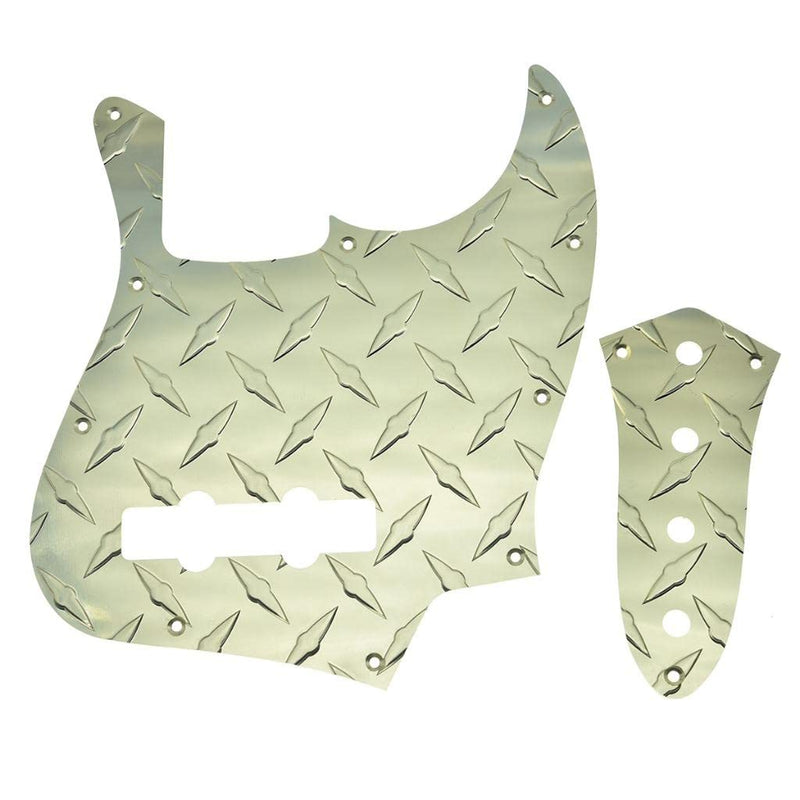 [AUSTRALIA] - KAISH Diamond Plate 4 String Jazz J Bass Pickguard with Metal Aluminum JB Control Plate and Screws for American/Mexican FD Jazz Bass Gold Pickguard and Control Plate Gold-3 