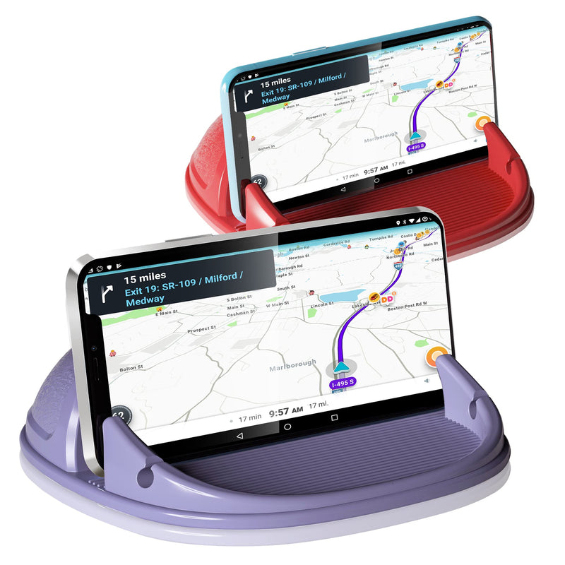 Loncaster Car Phone Holder, Purple & Red Car Phone Mount Silicone Car Pad Mat for Various Dashboards, Slip Free Phone Stand Compatible with iPhone, Samsung, Android, GPS Devices and More