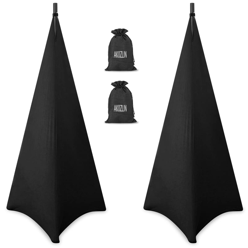 Speaker Stand Cover with 360 Degree Tripod Stand Skirt Skrim Stretchable Lycra Fabric Covers with Free Storage Bag Two Pack Black Black-Two pack