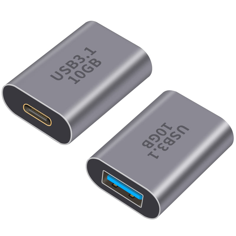 [AUSTRALIA] - Poyiccot USB A to USB C Adapter, 2Pack USB C Female to USB Female Adapter, 10Gbps USB A Female to USB C Female Adapter Bi-Directional (USB 3.1 Type C Gen2) Compatible for iPhone, MacBook Pro, Laptop USB A to USB C Extender-2pack 