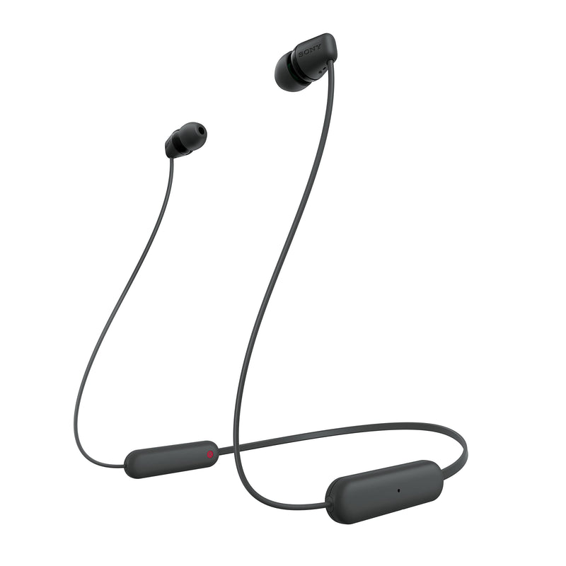 Sony WI-C100 Wireless in-Ear Bluetooth Headphones with 25 Hours Battery Life, Clear Sound, Lightweight Design, IPX4 Water Resistance, Hands-Free Calling, Compatible with Android & iOS – Black