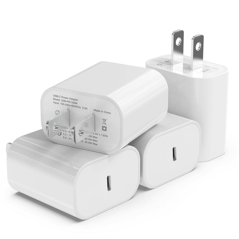 4Pack USB C Charger Block 20W, iGENJUN for Phone Fast Charger Wall Charger with PD 3.0, Compact Type C Power Adapter for Phone 15/14/13, Galaxy, Pixel, AirPods Pro (Arctic White) Arctic White