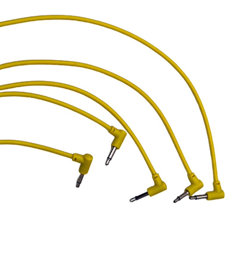 SSMS - Luigis Modular M-PAR Right Angled Eurorack Patch Cables - Package of 5 Yellow Cables (60cm) 60cm
