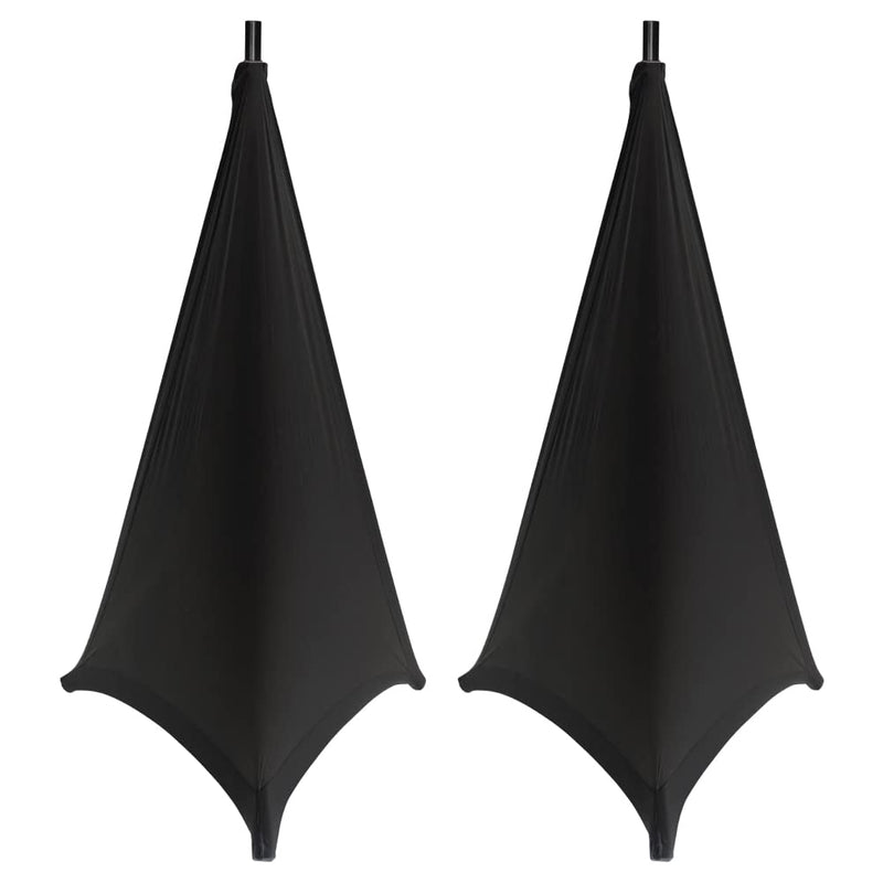 Speaker Stand Cover Tripod Stand Skirt Skrim Floor Speaker Tripod Support Stand Cover Skirt 3 Side DJ Speaker Cover with Travel Bag for Weddings Banquets Events Black (2Pack) 2Pack