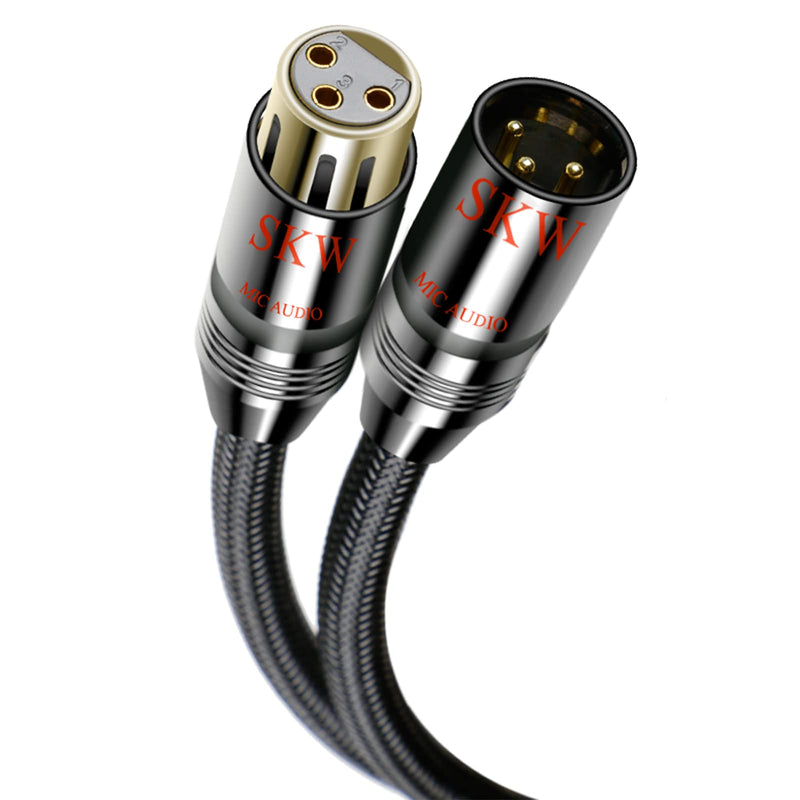 SKW Single Mic XLR Cable, XLR Male to Female Microphone Cables Nylon Jacket 32.8ft/10M 32.8ft (5m) Black