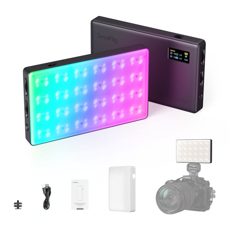 [AUSTRALIA] - SmallRig RM120 RGB Video Light, 5000mAh 180 Minutes Portable Camera Light 7W Output Power, LED Video Light Panel, 2500-8500K CRI TLCI 98+ for TikTok, Content Creator, Photographer 