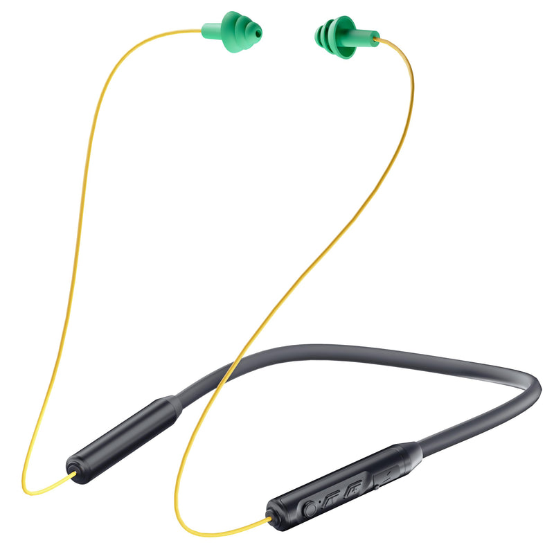 MIPEACE Bluetooth Earplug Headphones, Neckband Wireless Earbuds earplugs-29db Noise Reduction isolating in-Ear earplug Earphones and Controls,IPX5 sweatproof,19+Hour Battery(Yellow & Green) Yellow & Green