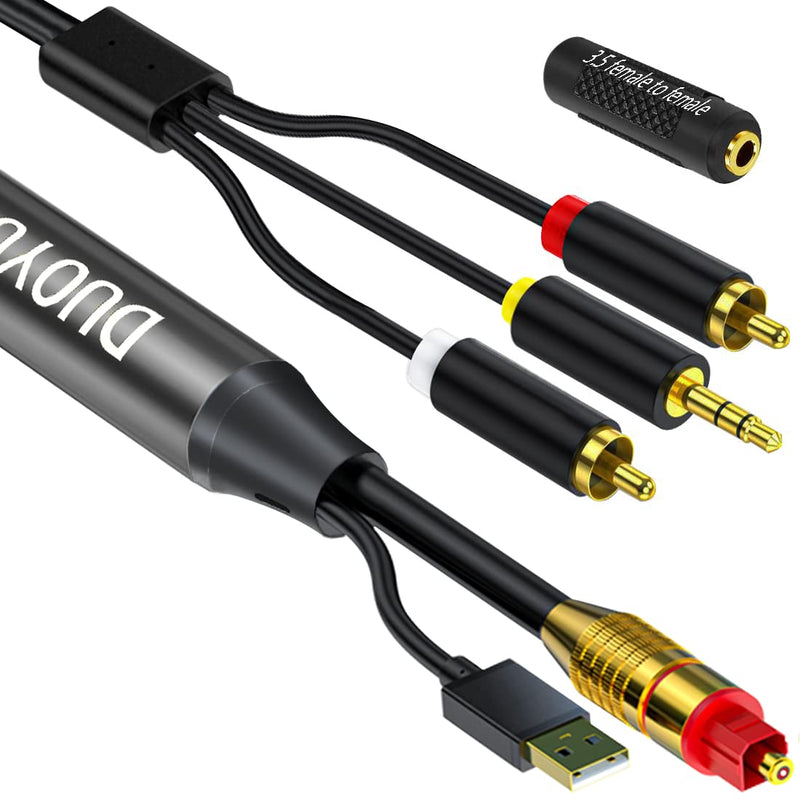 Digital Optical to Analog 3.5mm AUX Audio Cable, Optical to 2 RCA Adapter, All-in-one D/A Audio Converter, for TV/PS4/Xbox/DVD SPDIF/TOSLINK/Optical Port to Sound Box Amplifier Headphones (10ft). 10FT Digital Optical to Analog