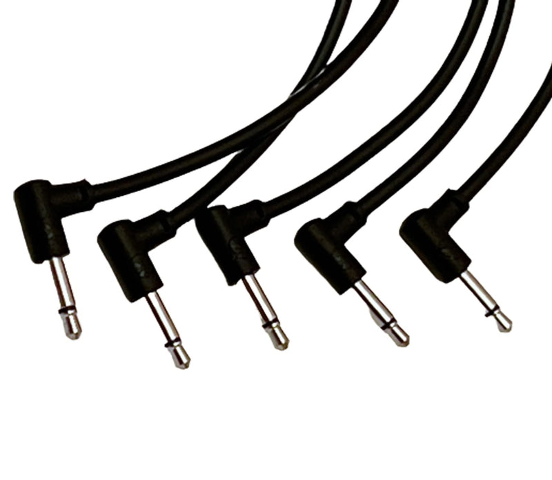 SSMS - Luigis Modular M-PAR Right Angled Eurorack Patch Cables - Package of 5 Black Cables (60cm) 60cm