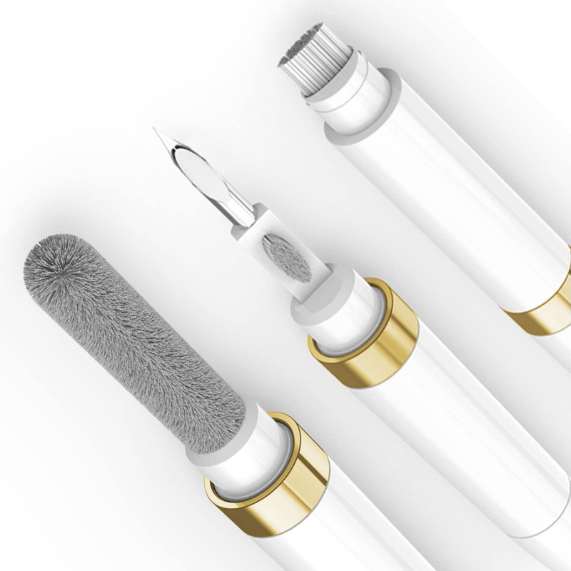 ECP4in1 for Airpod Cleaner Kit Equipped with a Flocked Sponge a Metal Pen Tip 2 High-Density Brush Easy Clean Hard-to-Touch Place Earbud Cleaning Kit Tool for Airpods Pro 1 2 3 -Gold Gold
