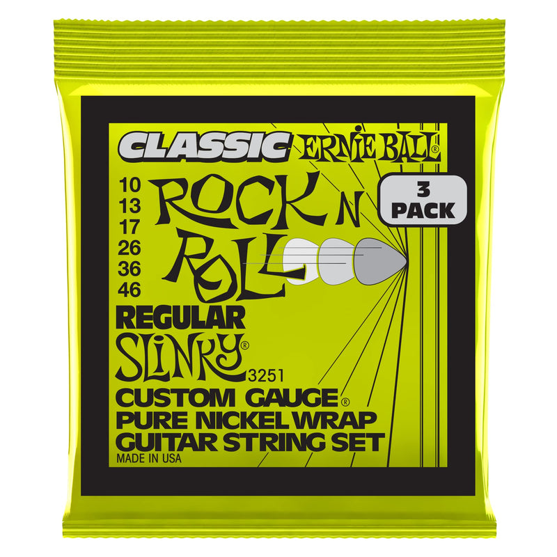 [AUSTRALIA] - Ernie Ball Regular Slinky Classic Pure Nickel Electric Guitar Strings 3-pack, 10-46 Gauge (P03251) Regular (10-46) 