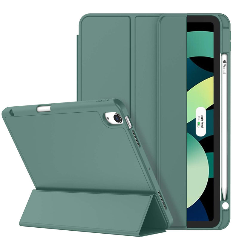 ZryXal iPad Air Case 5th Generation/4th Generation 2022/2020 10.9 Inch, Smart iPad Case[Support Touch ID and Auto Wake/Sleep] with Auto 2nd Gen Pencil Charging (New Midnight Green) New Midnight Green