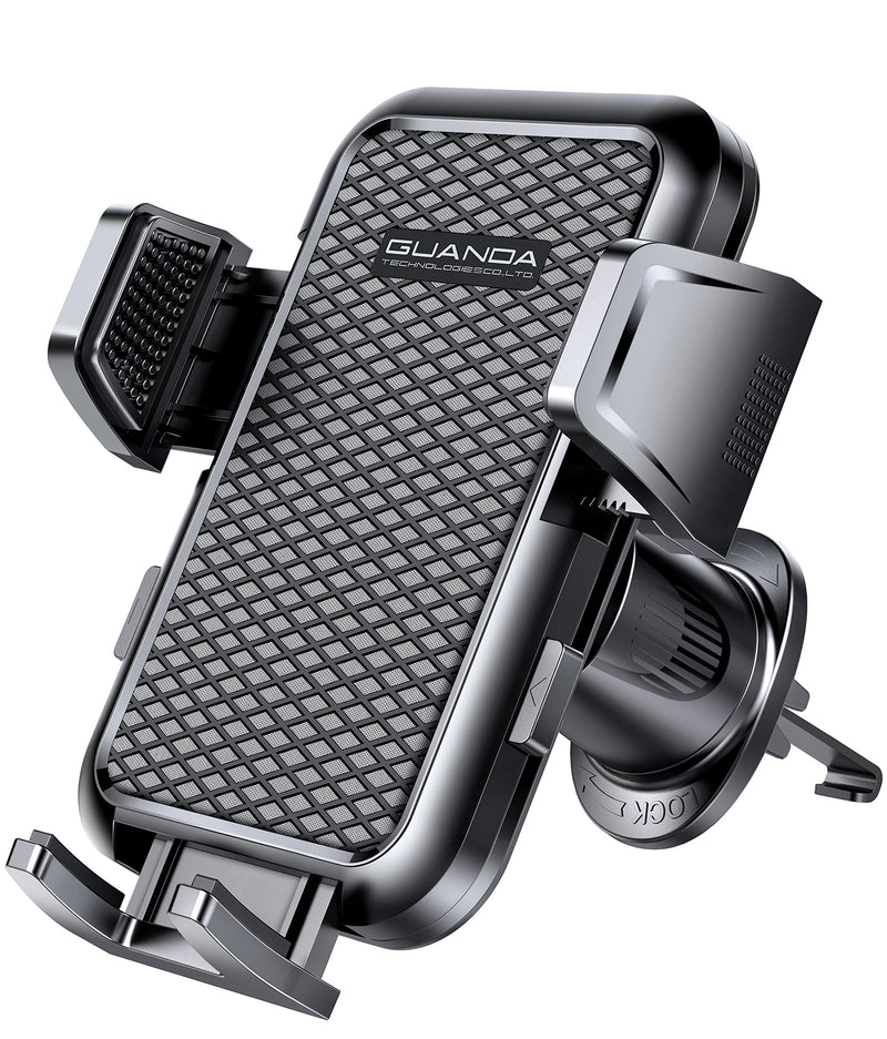 [2024 Newest] Car Vent Phone Mount, [Upgrade Hook Clip Never Shake] Adjustable 360 Rotation Vent Clip Car Phone Holder Mount, Big Phone & Thick Case Friendly Fit for All iPhone, Samsung & Cell Phone AC-Black Air Vent Hook
