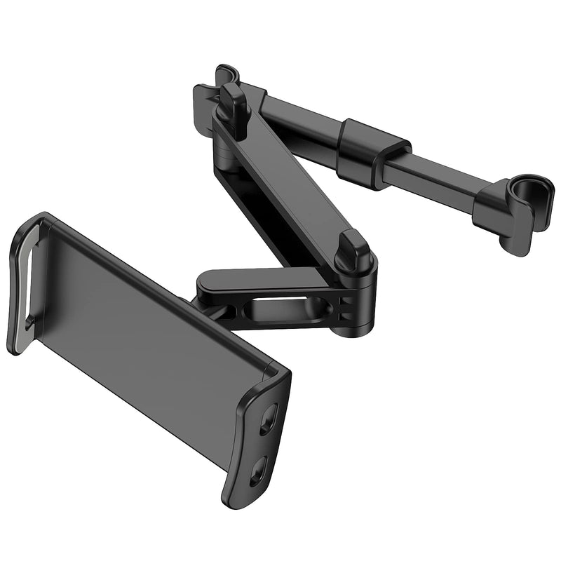 Car Headrest Backseat Mount, 360° Rotating Adjustable Car Backseat Headrest Tablet/Phone Holder, Compatible for All 4"-11" Tablets, cellphones, iPhone, iPad Air Mini,Tabs Switch. Black