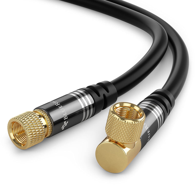 BlueRigger RG6 Digital Coaxial Audio Video Cable (6FT, 90° Angled to Straight Male F Type Connector, Triple Shielded) – Coax Cable for HDTV, CATV, DVB-T2/C/S, Cable Modem, Radio, Satellite Receivers 6FT Coaxial Cable