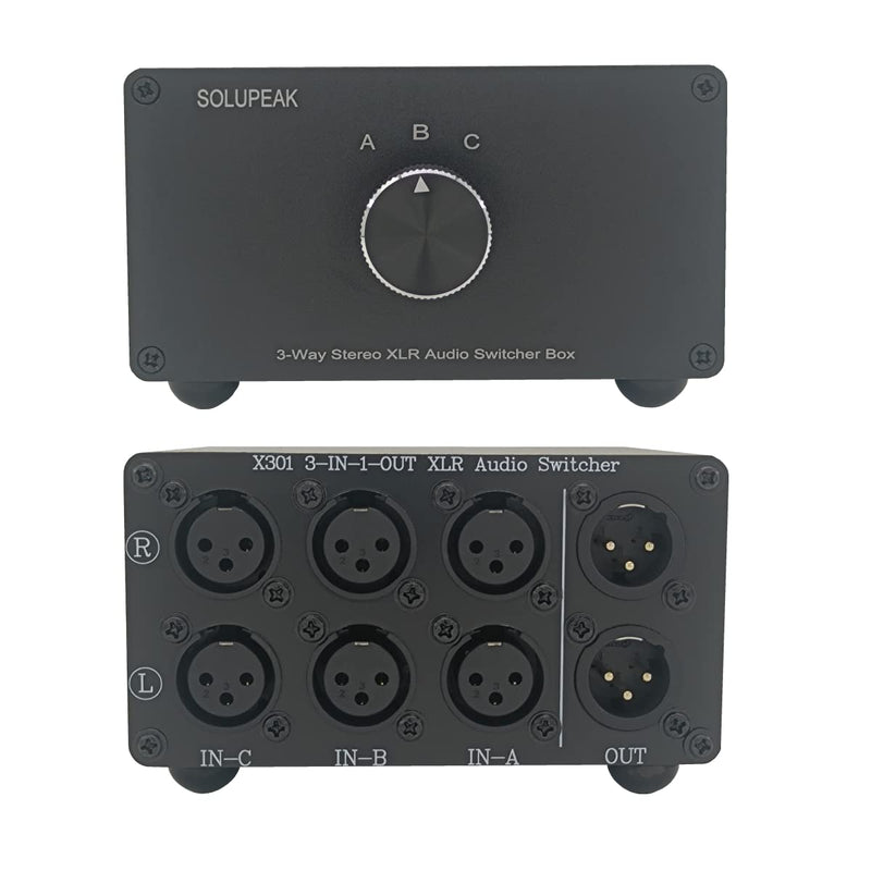 [AUSTRALIA] - 3-Way XLR Stereo Audio Switch box, Balanced Audio Converter, Passive Signal Source Audio Input Selector Switcher splitter box 3 in 1 OUT (X301) 3-IN-1-OUT 