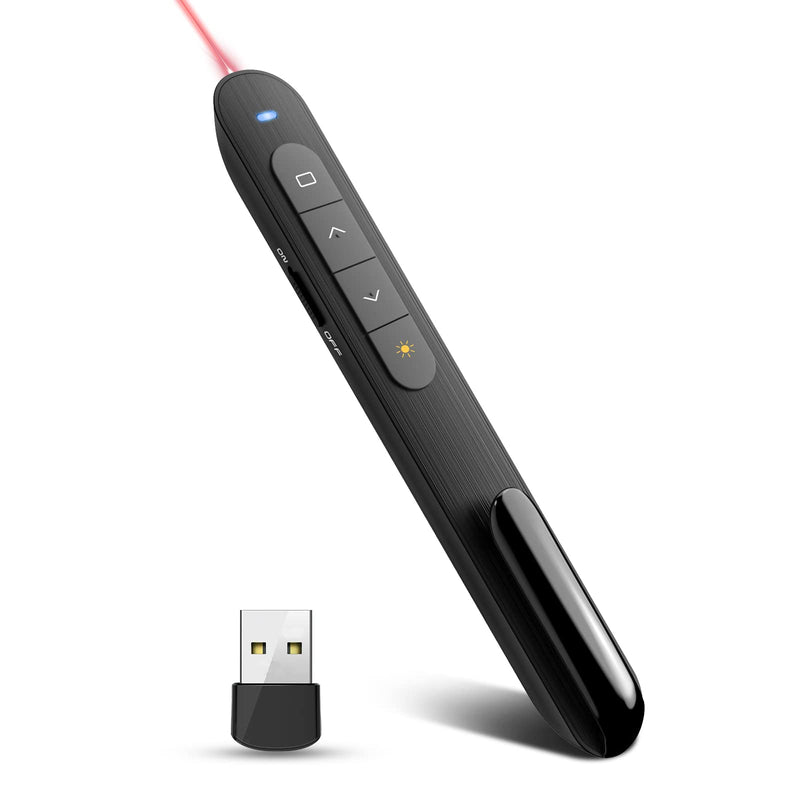 Presentation Clicker PowerPoint Clicker with Laser Pointer, Wireless Presenter Remote Slide Clicker for Powerpoint Presentations for Mac, Keynote, Computer, Laptop Red-USB R78