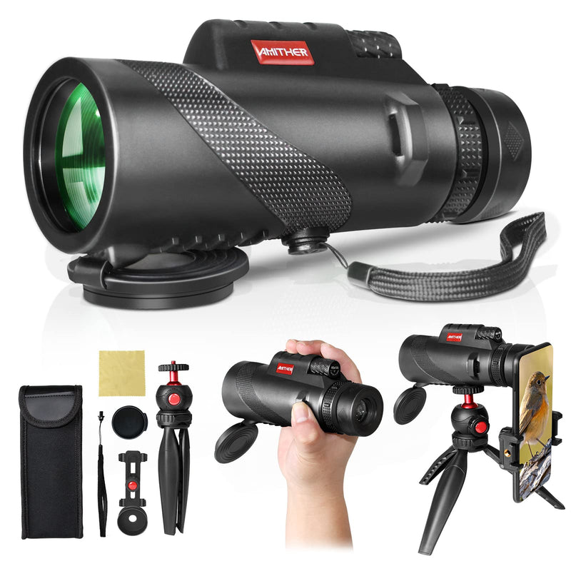 80x100 Monocular Telescope for Smartphones - High Powered HD Monocular with Tripod & Adapter, Low Light Vision for Adults - for Wildlife, Bird Watching, Hunting, Hiking 80x100