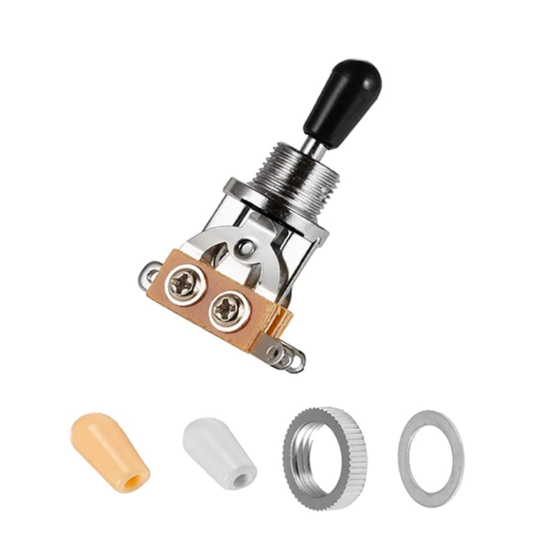 3 Way Short Straight Guitar Toggle Switch Pickup Selector with Tip Knob Caps Compatible with Gibson Toggle Les Paul Electric Guitars(Chrome Tip) Chrome Tip