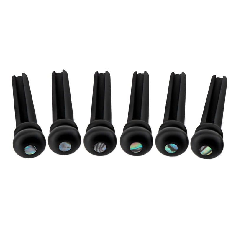 [AUSTRALIA] - SAVITA 6pcs Ebony Guitar Bridge Pins, Acoustic Guitar Bridge Pegs for 6 and 12 Strings Replacement Parts Guitar String Pins with Small Abalone Shell Dots(Black) 
