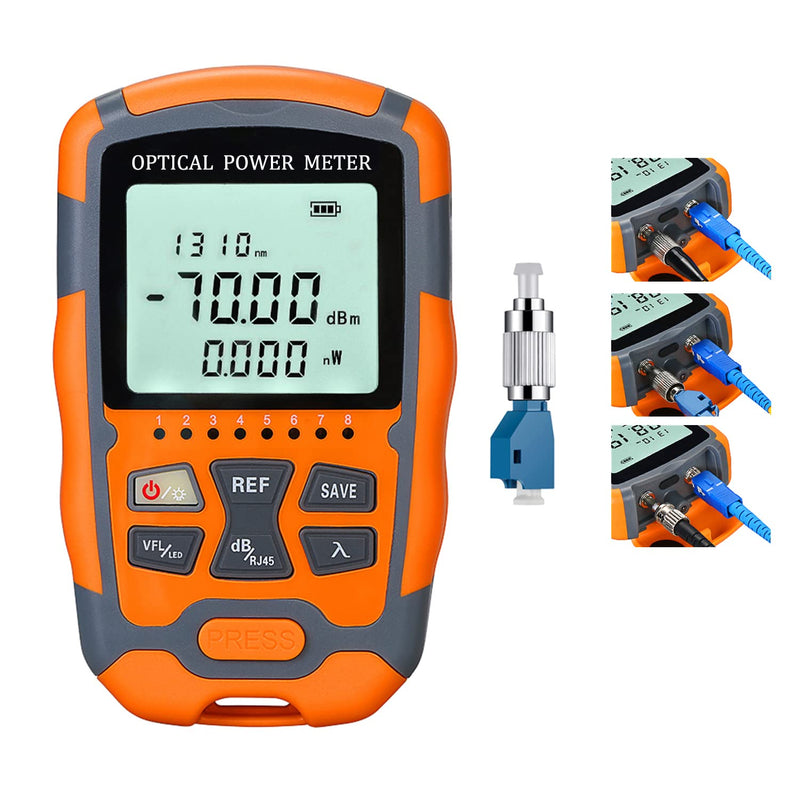 [AUSTRALIA] - Fiber Optic Tester Portable Fiber Light Power Meter SC/FC/ST Universal Interface Fiber Tester Built-in 10Km Visual Fault Locator (OPM&VFL) with FC to LC Adapter 1 