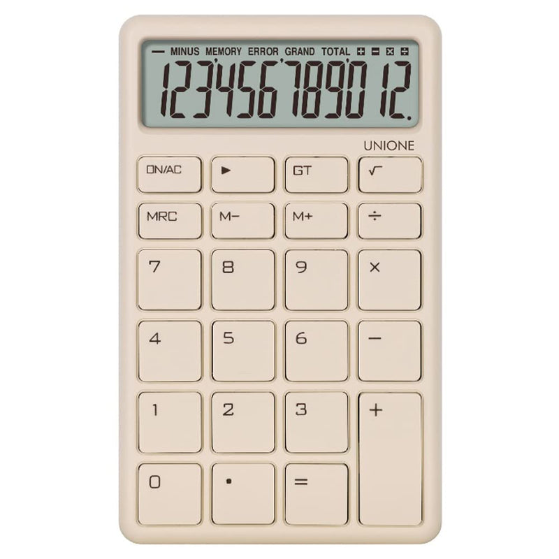 Pocket & Desktop Beige Calculator with a Bright LCD, Dual Power Handheld Desktop. Color. Business, Office, High School