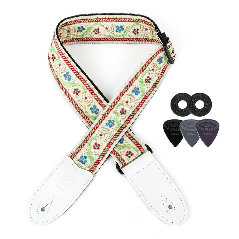 [AUSTRALIA] - Guitar Straps, Acoustic Electric Guitar Straps, Bass Guitar Strap with Adjusatable Length, Guitar Accessories White and Beige 