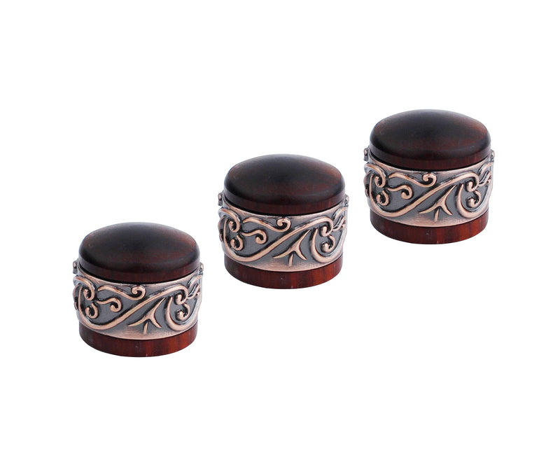 Guyker 3Pcs Red Sandalwood Potentiometer Control Knobs Dia. 6mm (0.24") Shaft Pots - Long Grass Flower Around Dome Speed Tone Volume Knob Guitar Bass - Antique Gold Red -antique gold around